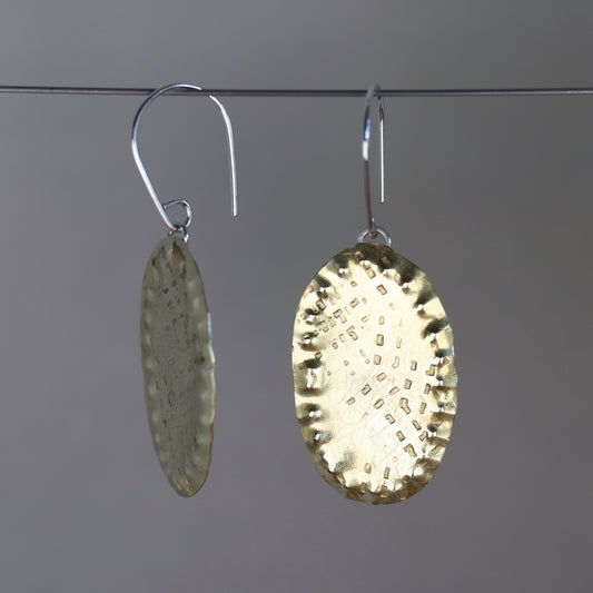 Silver and Brass Shield Earrings