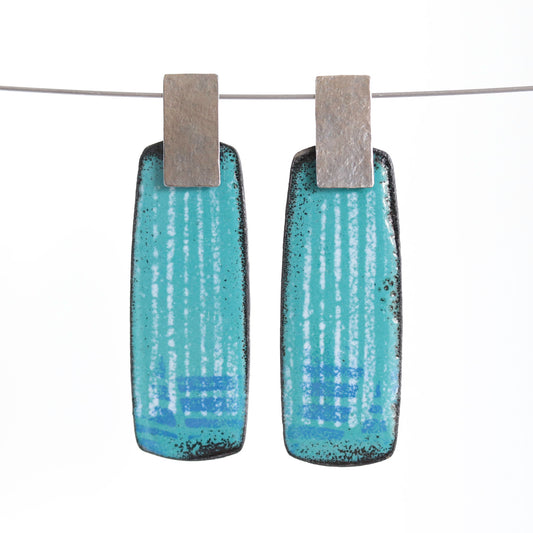 Enamel & Sterling Silver Post Earrings