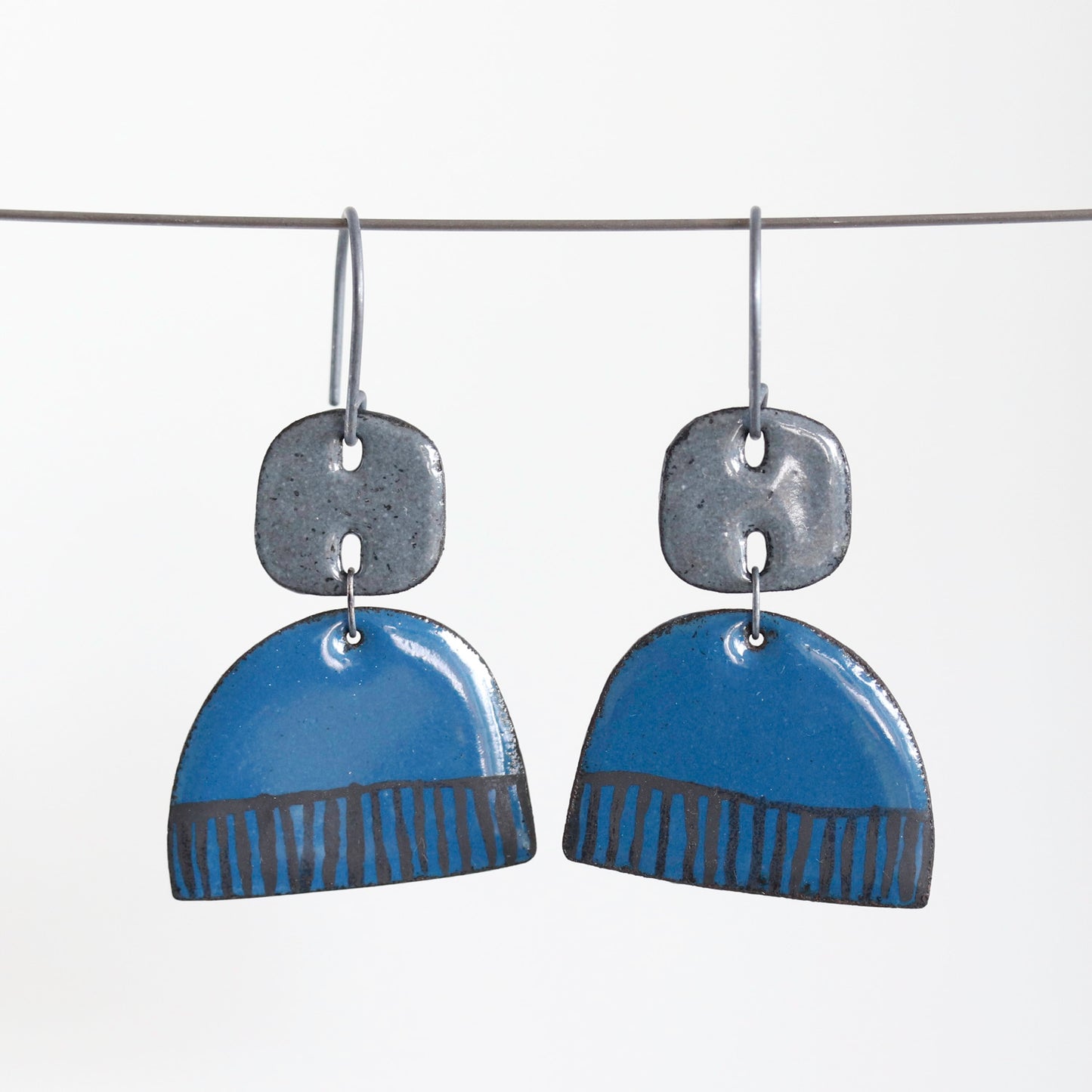 Enamel & Sterling Silver Dangle Earrings