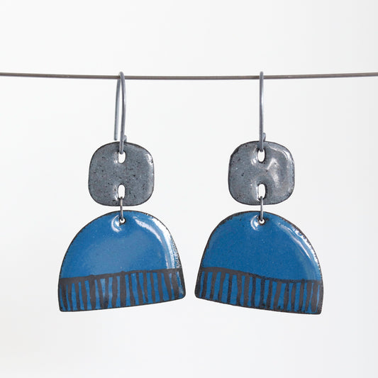 Enamel & Sterling Silver Dangle Earrings