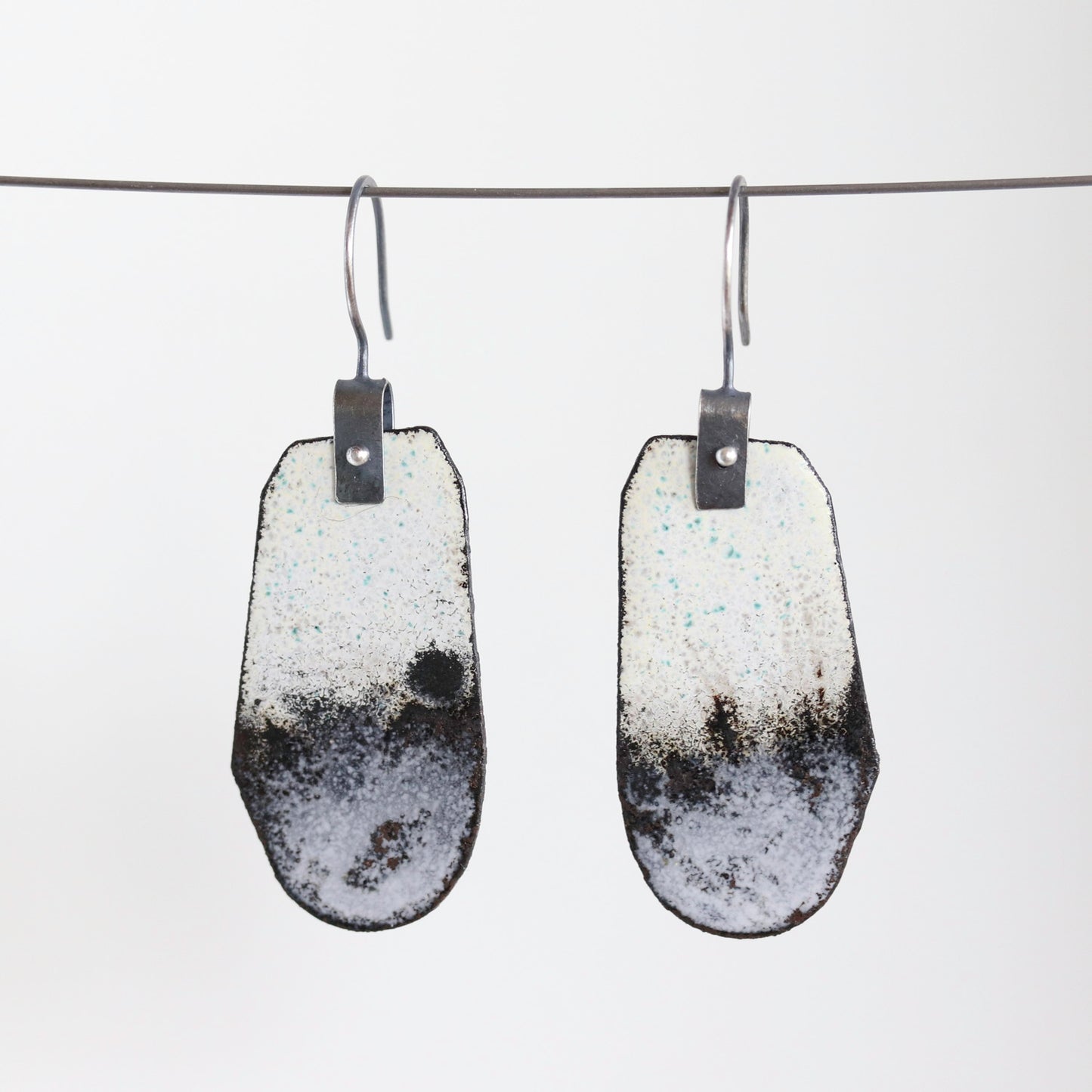 Enamel & Sterling Silver Dangle Earrings