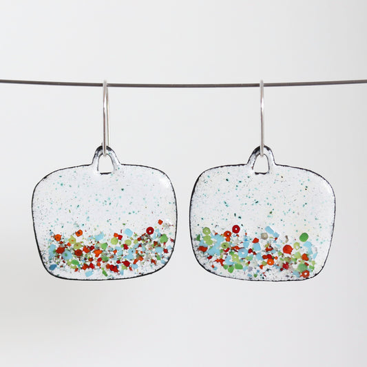 Enamel & Sterling Silver Dangle Earrings