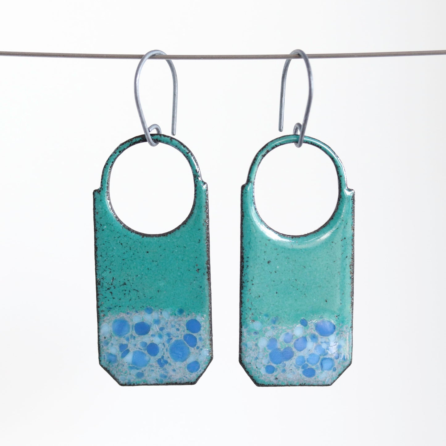 Enamel & Sterling Silver Dangle Earrings