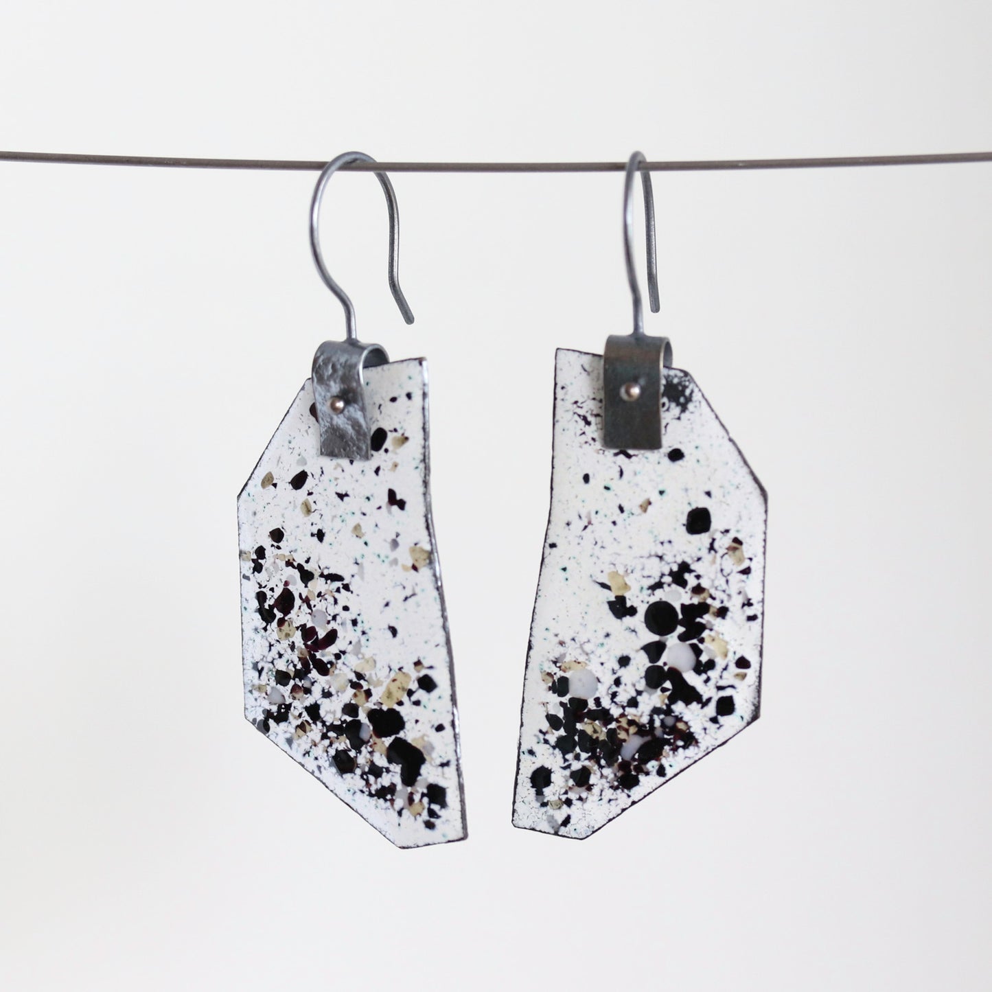 Enamel & Sterling Silver Dangle Earrings