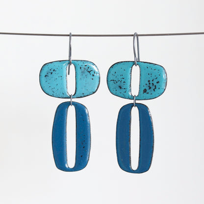 Enamel & Sterling Silver Dangle Earrings