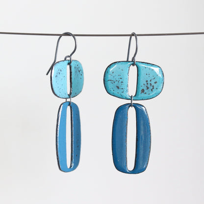 Enamel & Sterling Silver Dangle Earrings