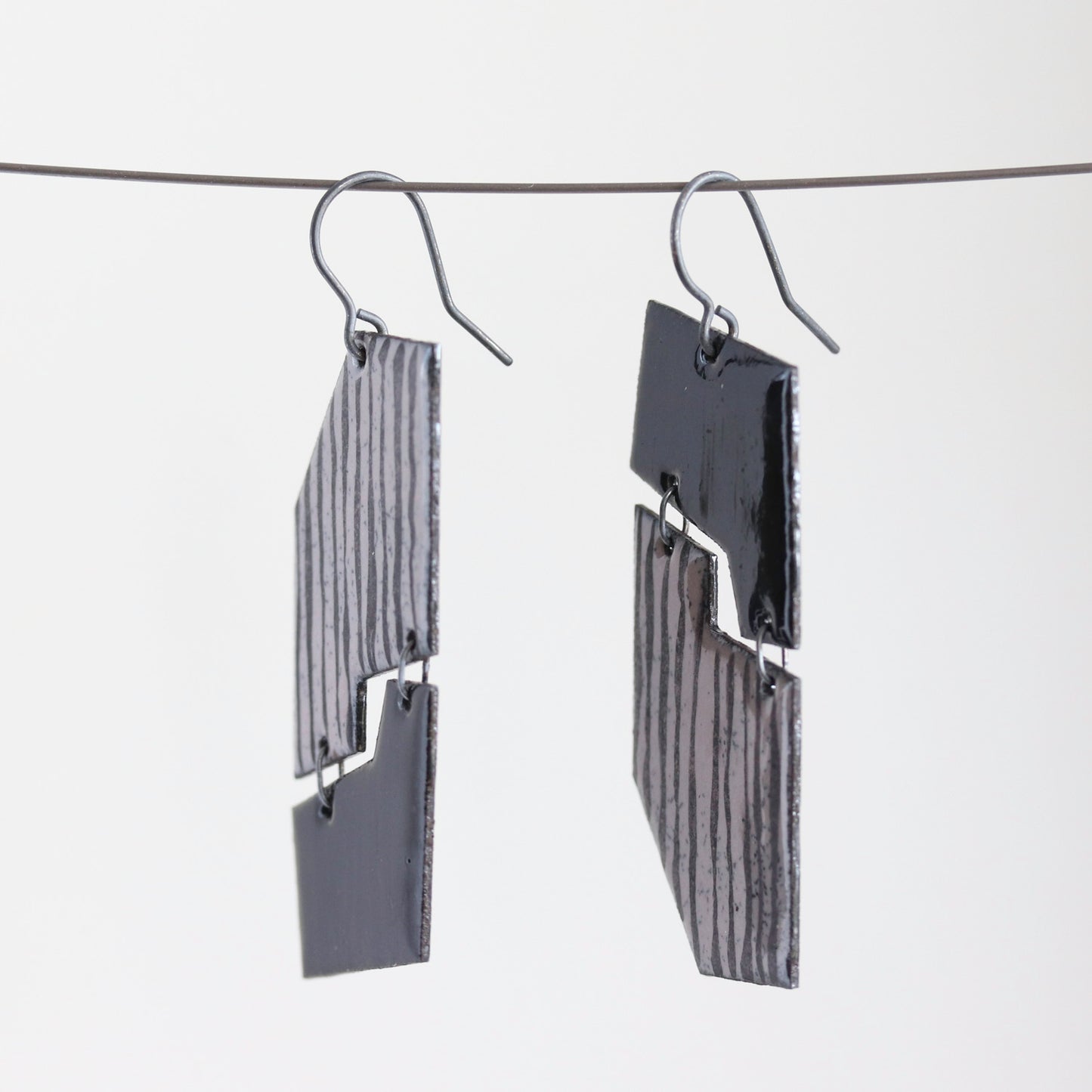 Enamel & Sterling Silver Dangle Earrings