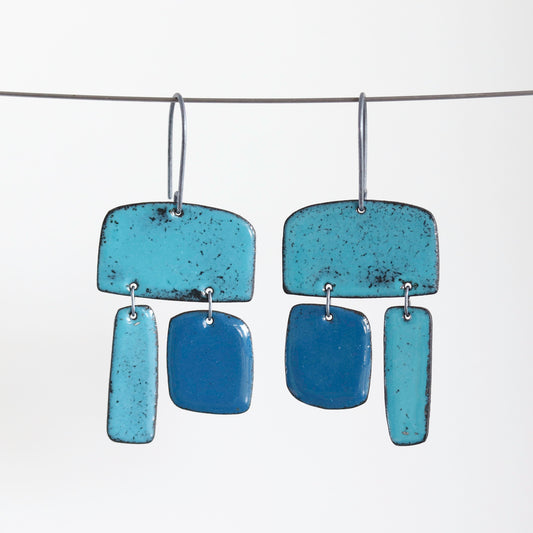 Enamel & Sterling Silver Dangle Earrings