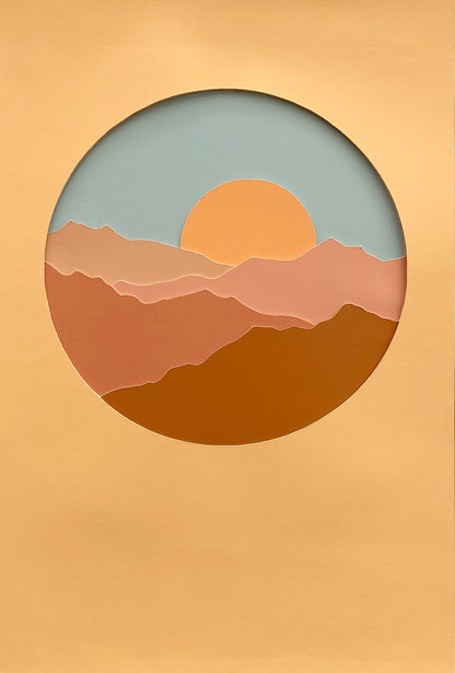 Sunrise Arizona Mountainscape Paper-cut