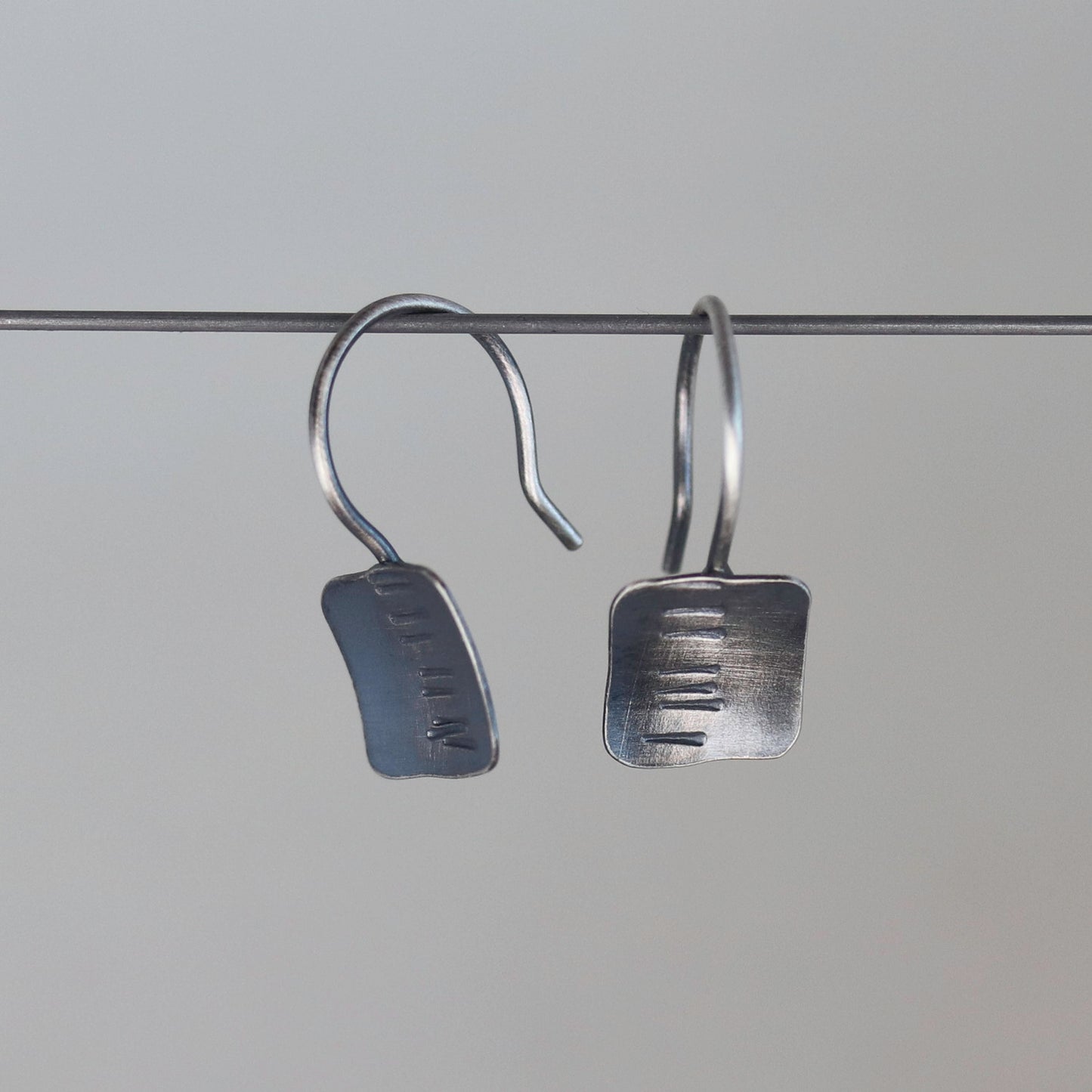 Sterling Silver Wee Hash Mark Dangle Earrings