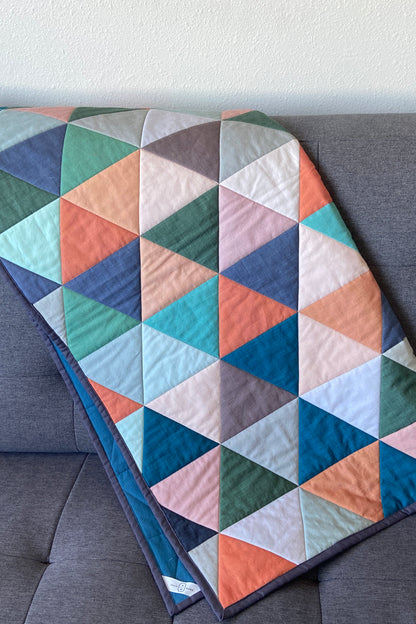 Triangle Baby Quilt in Muted Multi-color