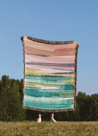 Sunset Over Greenlake Woven Blanket