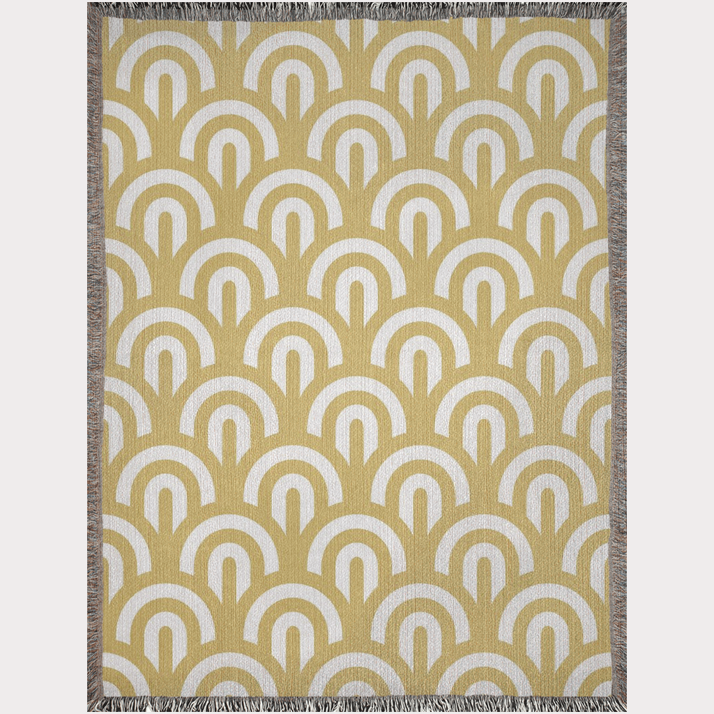 Mustard Yellow Curves Woven Blanket