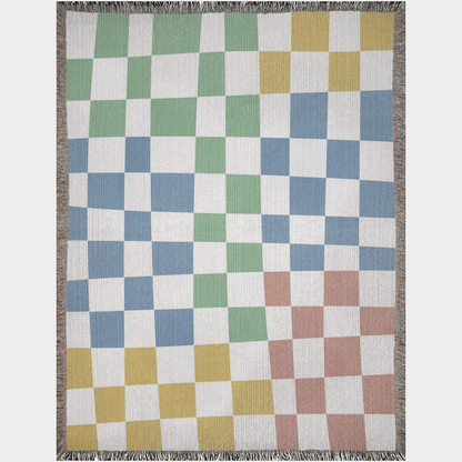 Multi Color Checker Board Woven Blanket