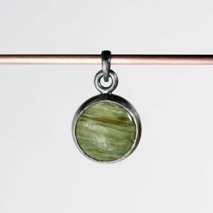 Bezel-set Sterling Silver Gray/Green Jasper Pendant