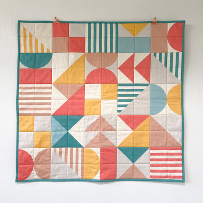 Modern Sampler Baby Quilt in Primary / Secondary Pastels