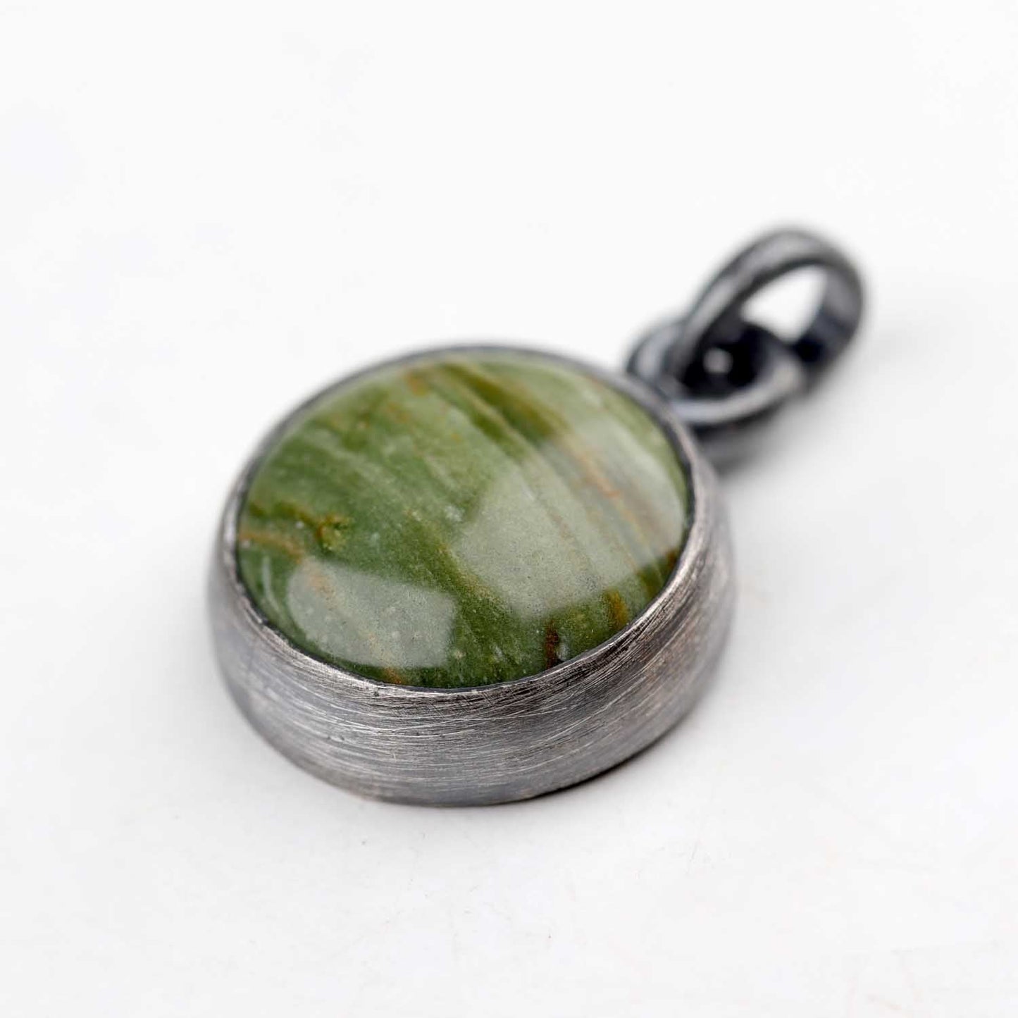 Bezel-set Sterling Silver Gray/Green Jasper Pendant