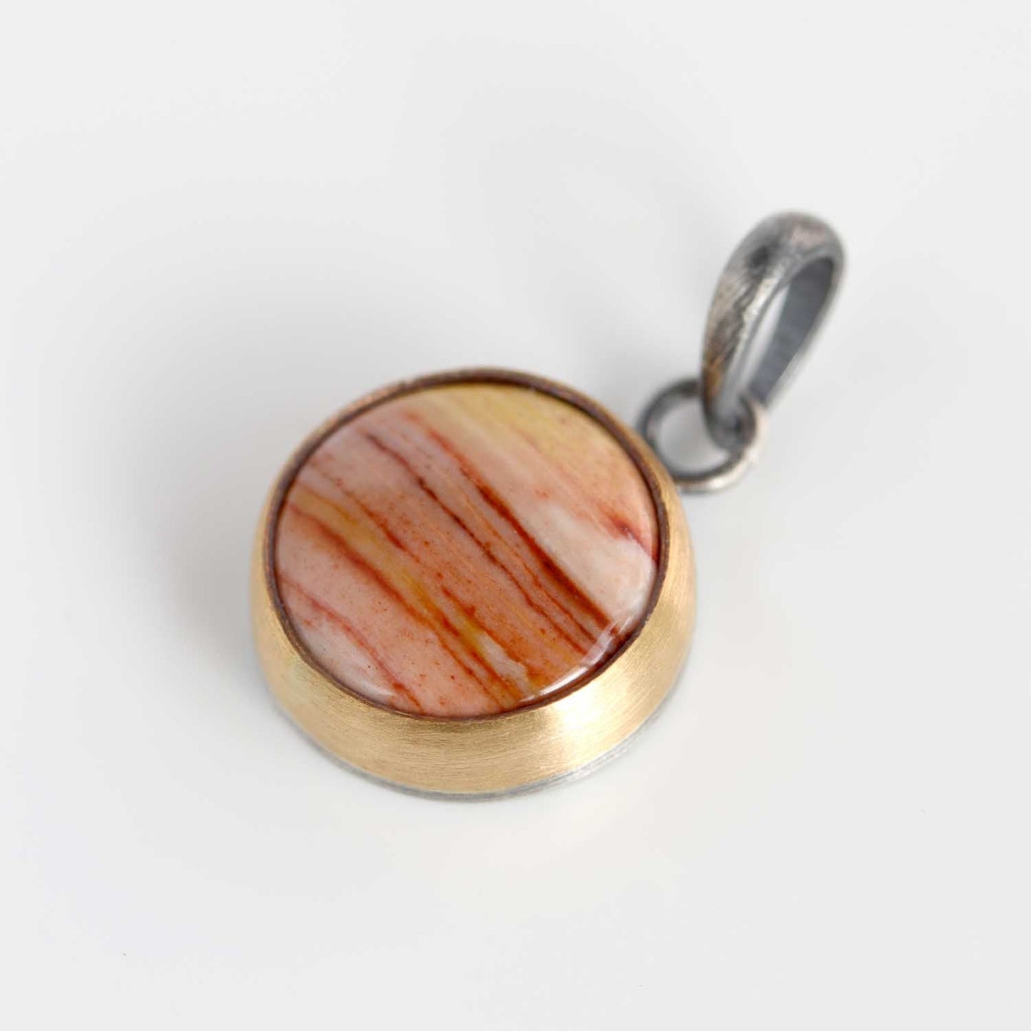 Bezel-set Gold and Silver Red Jasper Pendant